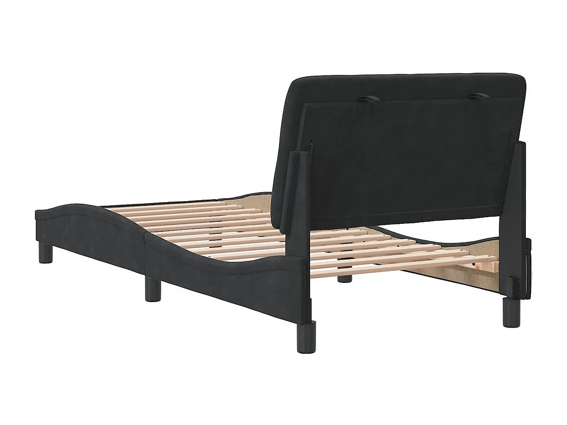 Bettgestell mit Kopfteil Schwarz 80x200 cm Samt