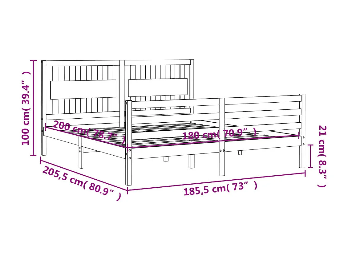 Estrutura de cama derivados de madeira e metal cinzento sonoma