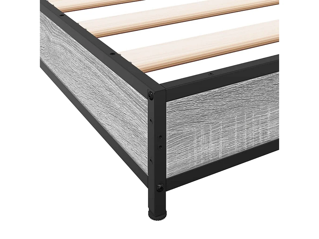 Bedframe bewerkt hout en metaal grijs sonoma eiken 75x190 cm