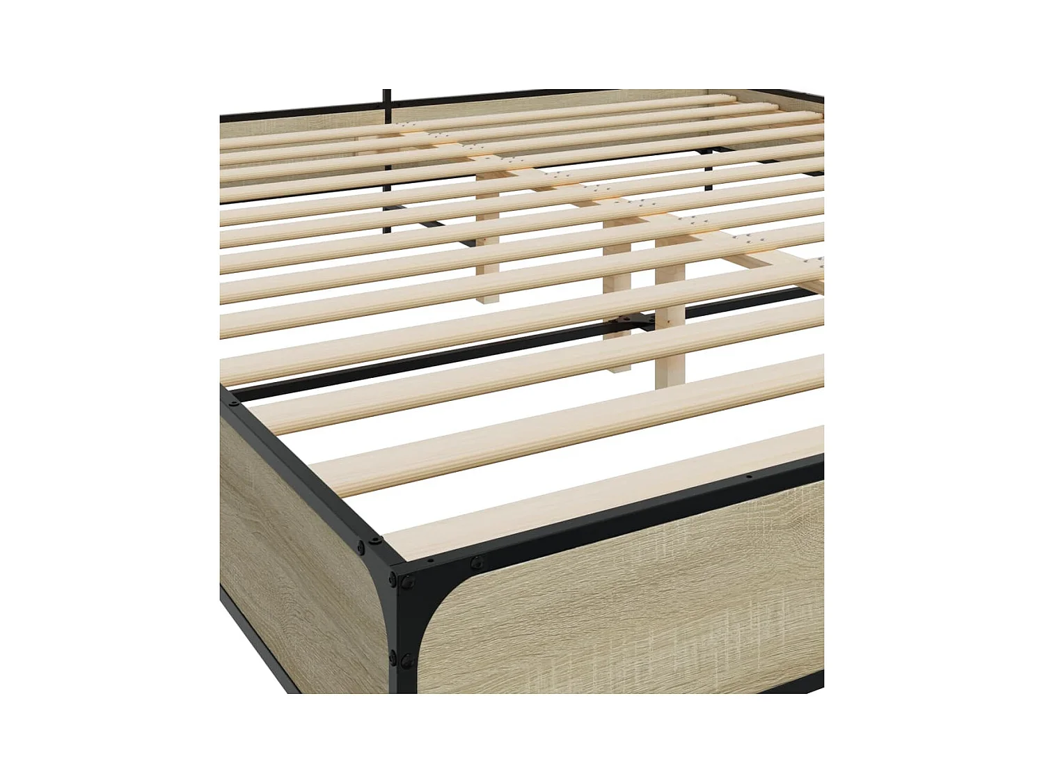 Bedframe bewerkt hout metaal sonoma eikenkleurig 200x200 cm