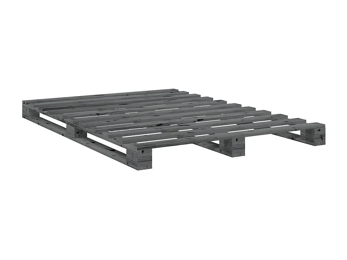 Estrutura de cama com cabeceira 160x200cm pinho maciço cinzento