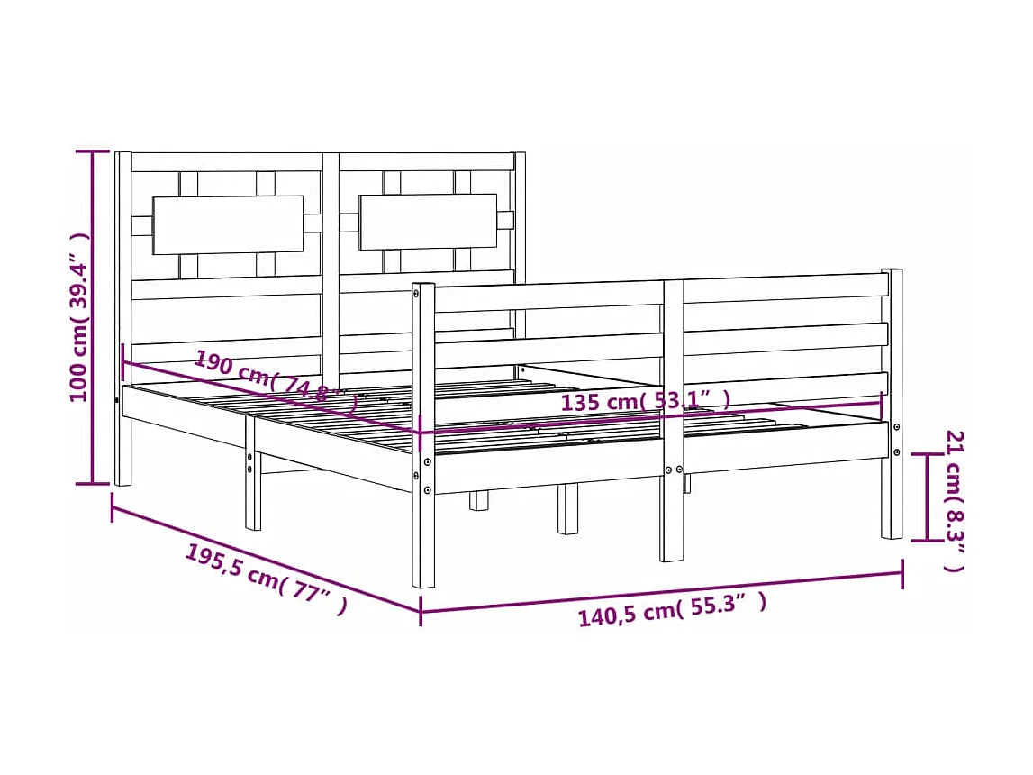 Cadre de lit sans matelas noir 120x190 cm velours
