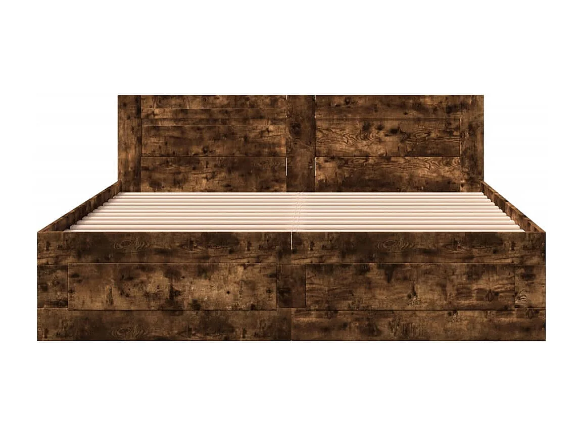 Cadre de lit et tête de lit sans matelas chêne fumé 160x200 cm