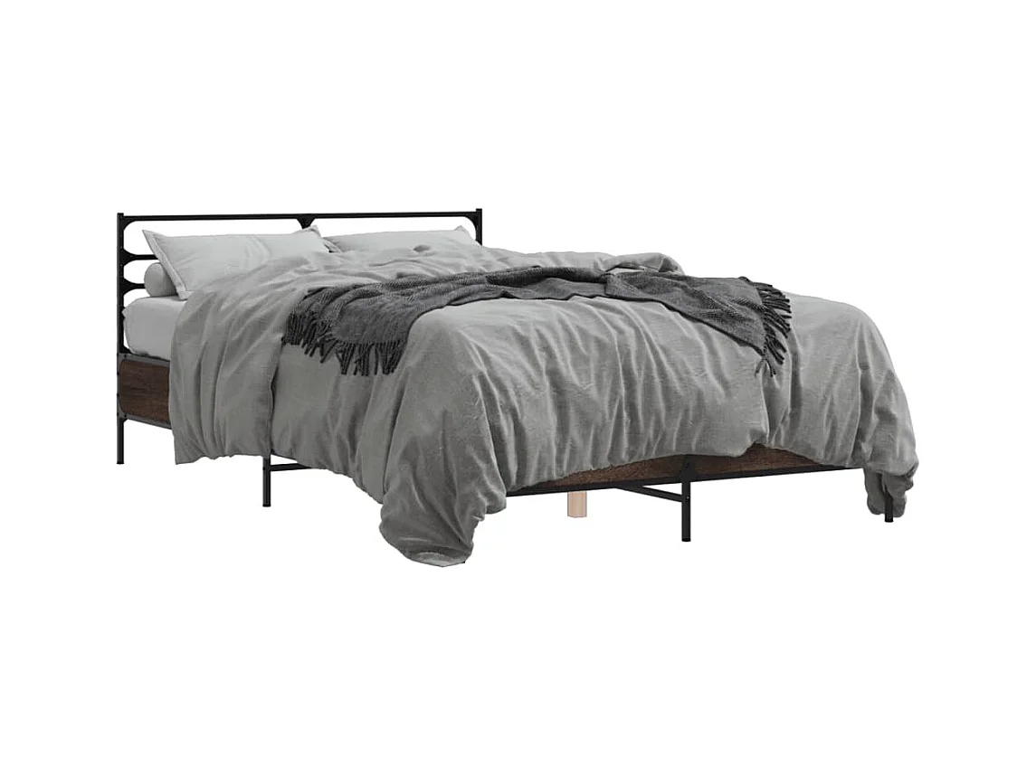 Cadre de lit sans matelas chêne marron 135x190 cm