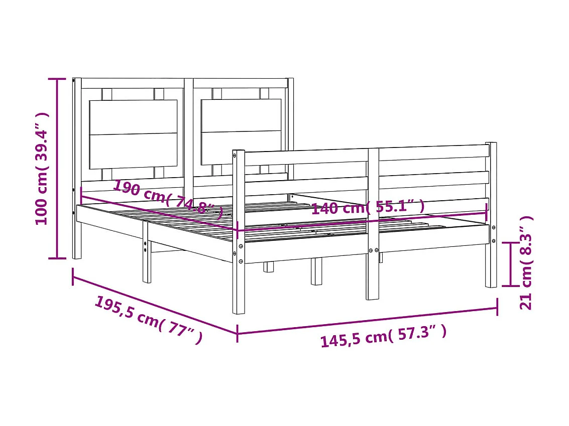 Giroletto con Testiera 140x190 cm in Legno Massello