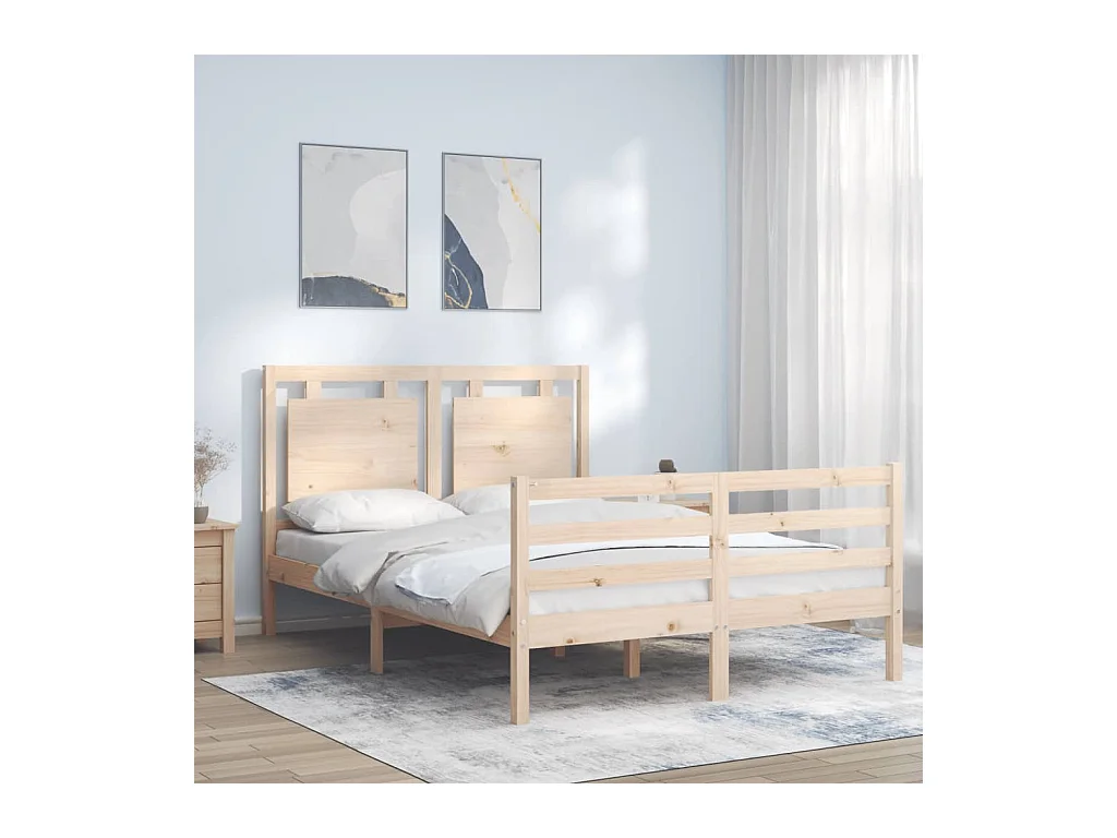 Cadre de lit sans matelas 140x190 cm bois massif