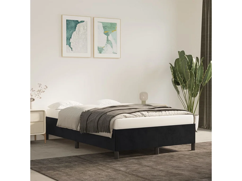 Cadre de lit sans matelas noir 120x190 cm velours