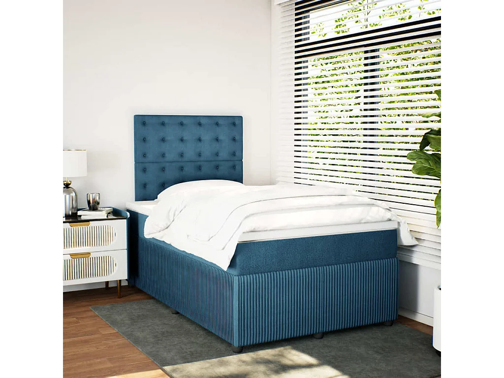 Giroletto a Molle con Materasso Blu 120x200 cm in Velluto