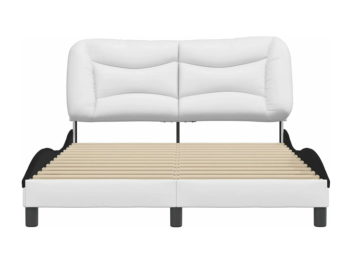 Giroletto con Testiera Nero e Bianco 140x200 cm in Similpelle