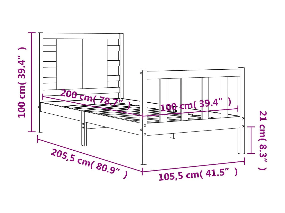Estrutura de cama 90x190 cm couro artificial branco