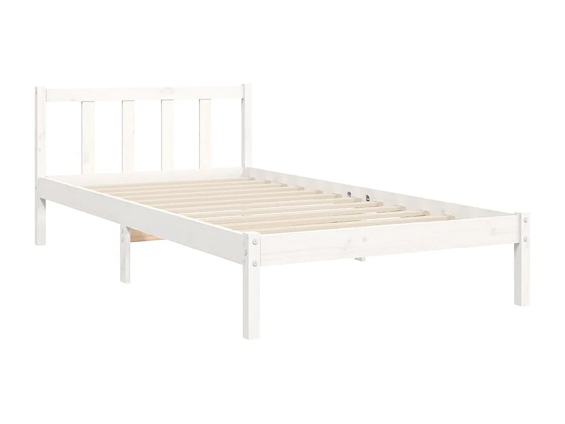 Cama sem colchão 100x200 cm madeira de pinho maciça branco