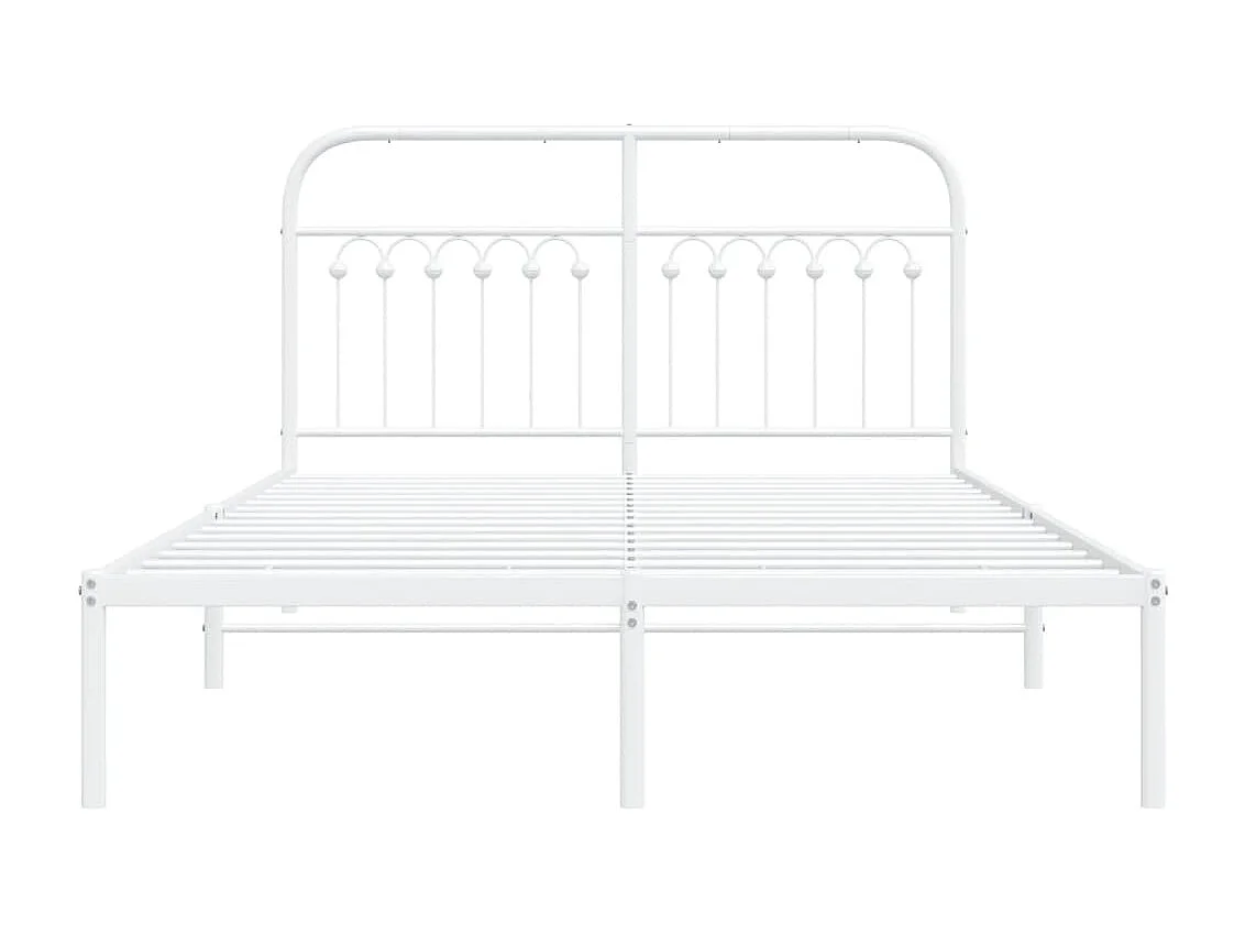 Cadre de lit métal sans matelas et tête de lit blanc 140x190 cm