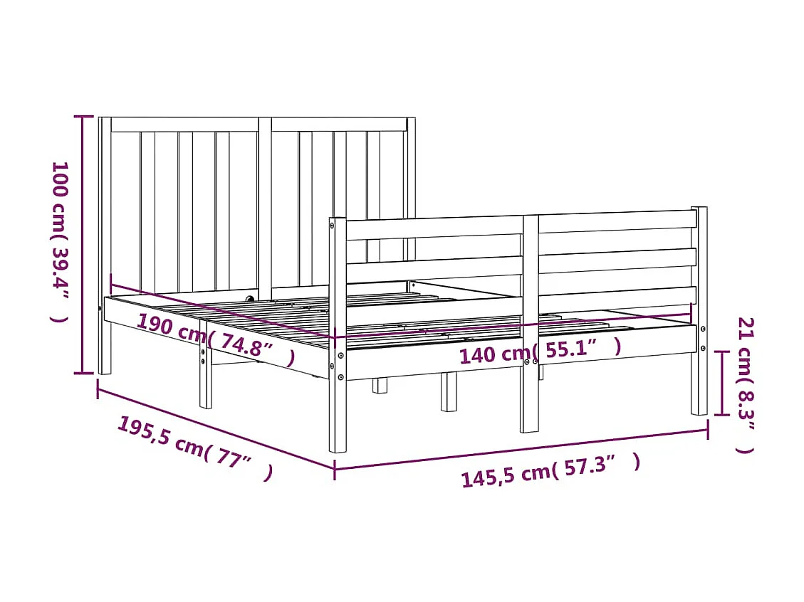 Massivholzbett ohne Matratze 140x190 cm Kiefernholz