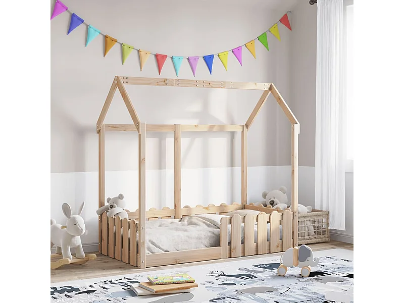 Giroletto Casetta per Bambini 70x140 cm Legno Massello di Pino