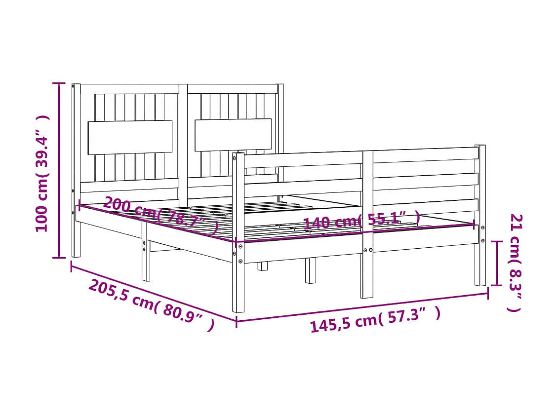 Cadre de lit sans matelas chêne sonoma 135x190 cm