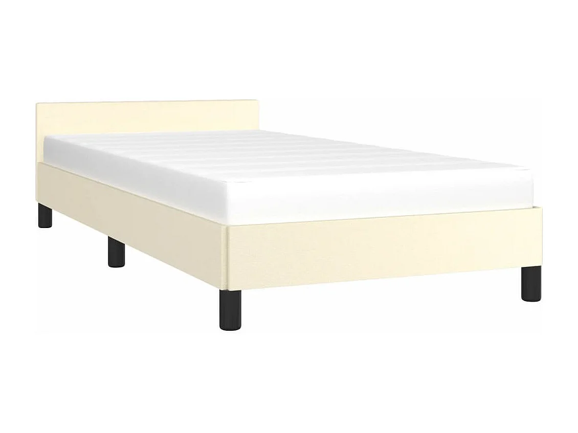Cadre de lit avec tête de lit sans matelas crème 100x200 cm