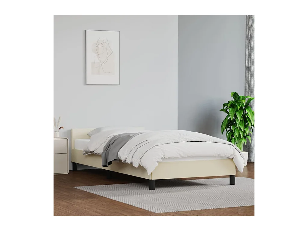 Bettgestell mit Kopfteil ohne Matratze Creme 100x200 cm