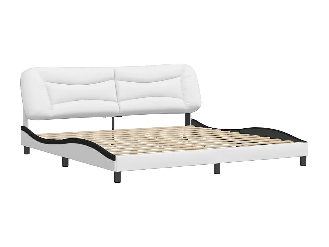 Bettgestell mit Kopfteil Weiß und Schwarz 200x200 cm Kunstleder