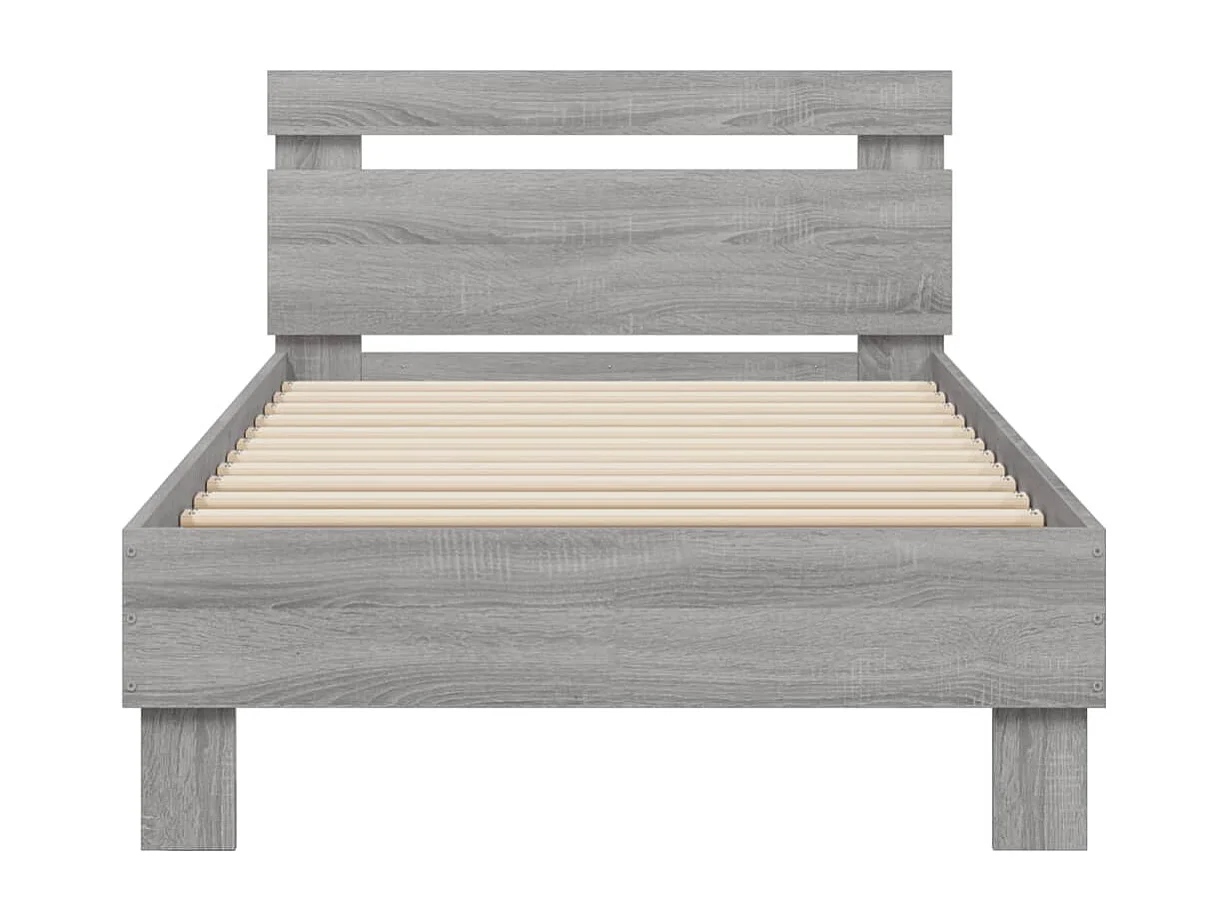 Giroletto con Testiera Grigio Sonoma 90x200cm Legno Multistrato