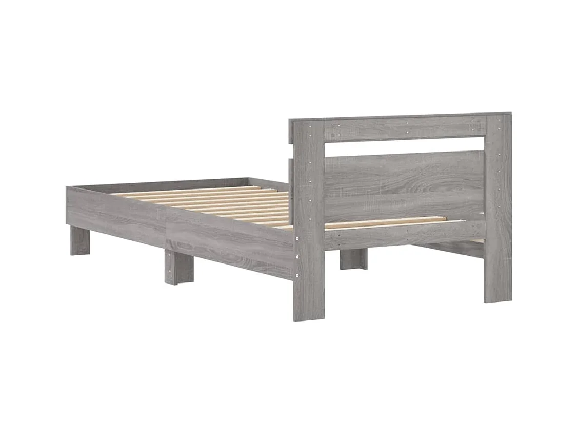 Giroletto con Testiera Grigio Sonoma 90x200cm Legno Multistrato