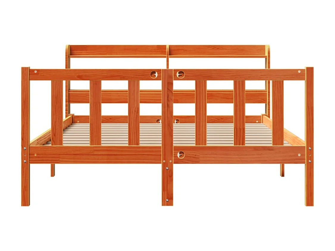 Cadre de lit et tête de lit sans matelas cire marron 140x200 cm