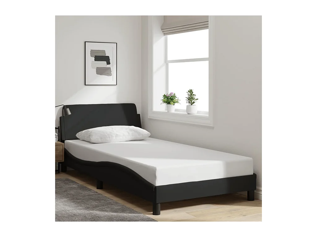 Cadre de lit sans matelas noir 100x200 cm tissu