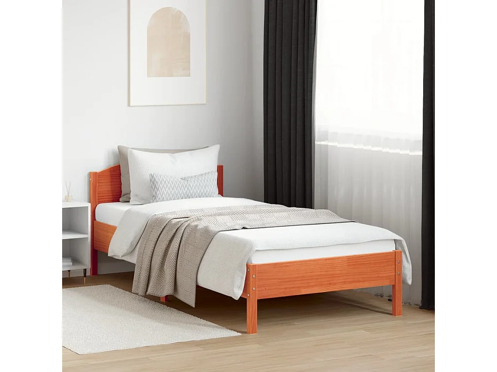 Cadre de lit sans matelas cire marron 90x200 cm bois pin massif