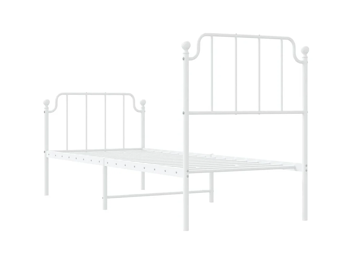 Giroletto con Testiera e Pediera Metallo Bianco 80x200 cm