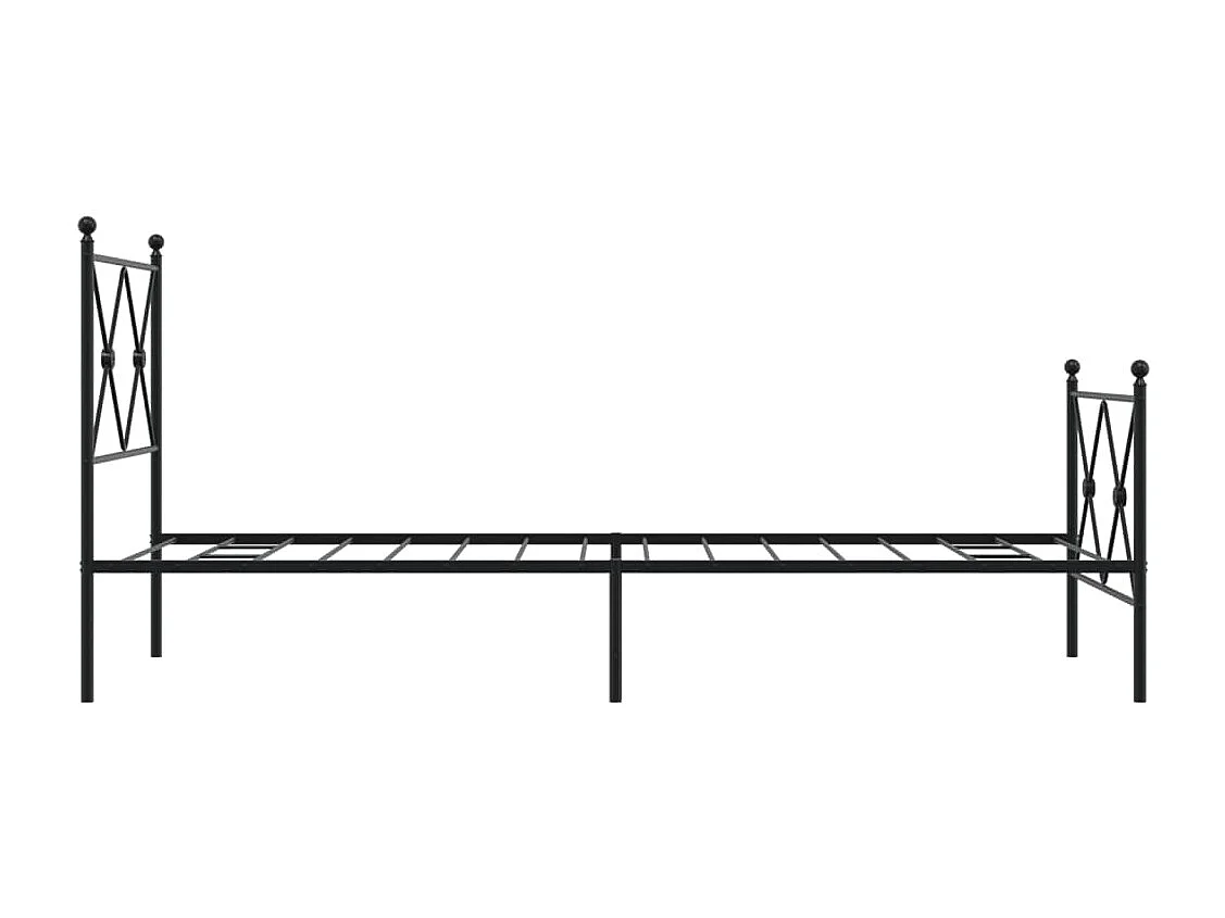 Cadre de lit métal sans matelas avec pied de lit noir 75x190 cm