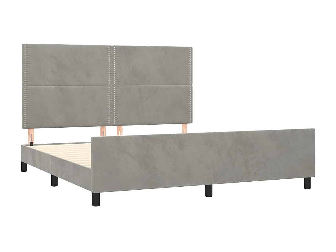 Cadre de lit sans matelas gris clair 160x200 cm velours