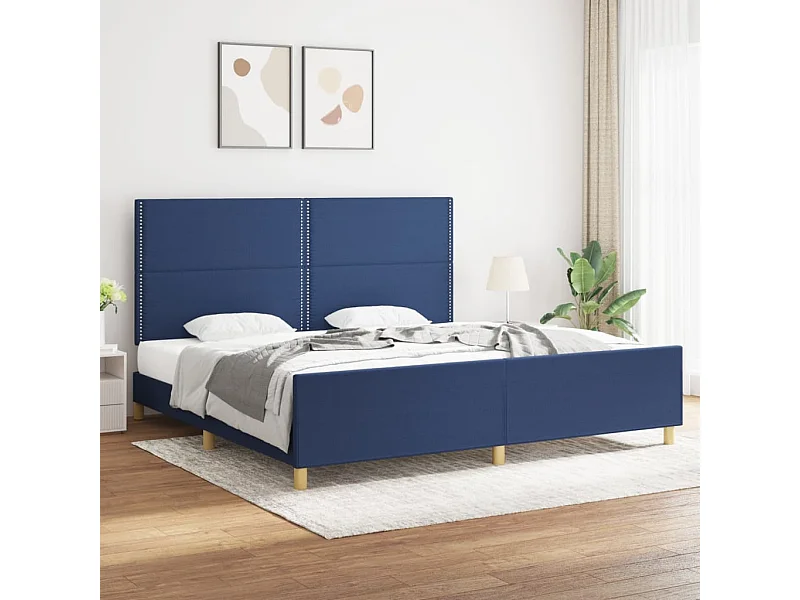 Cadre de lit sans matelas bleu 200x200 cm tissu