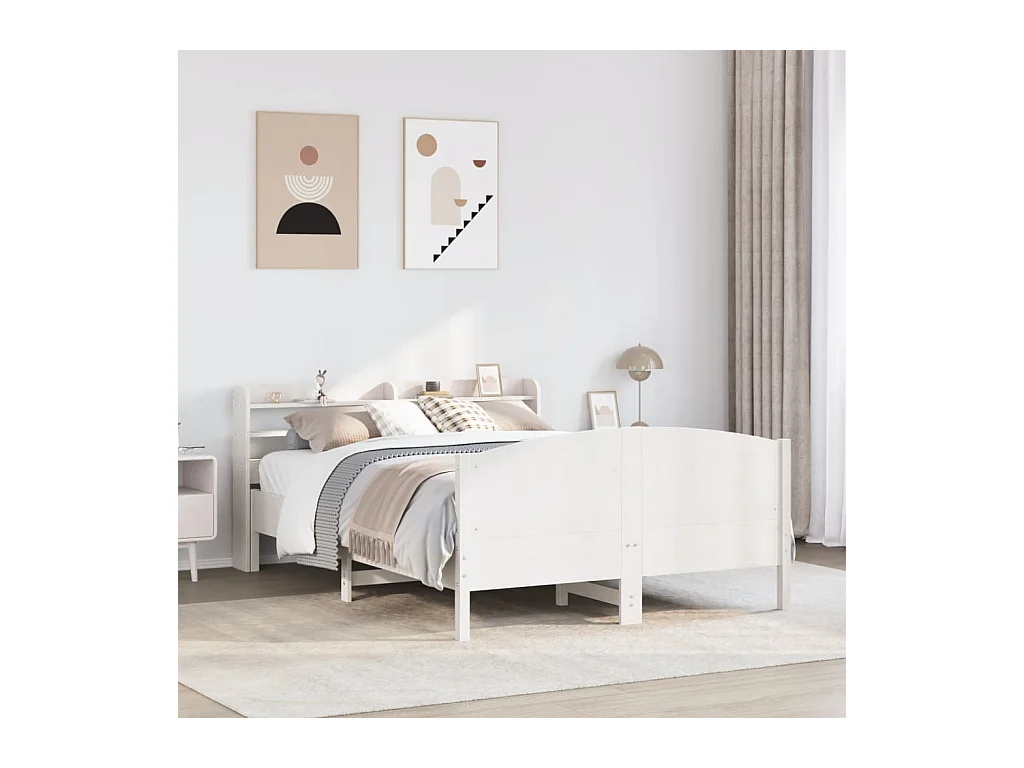 Letto senza Materasso Bianco 150x200 cm Legno Massello di Pino