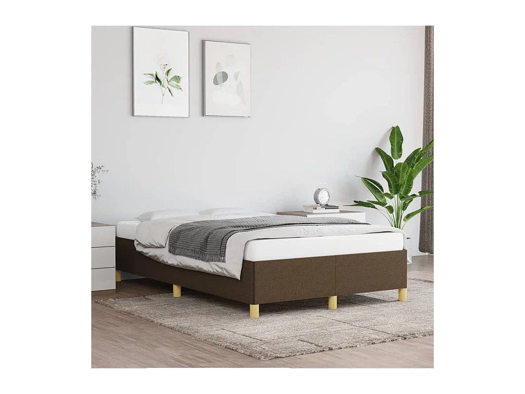 Cadre de lit sans matelas marron foncé 120x190 cm tissu