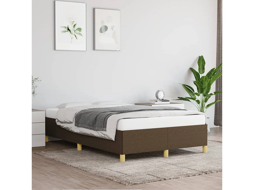 Cadre de lit sans matelas marron foncé 120x190 cm tissu
