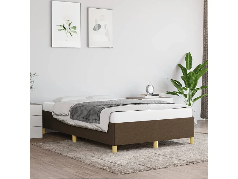 Cadre de lit sans matelas marron foncé 120x190 cm tissu