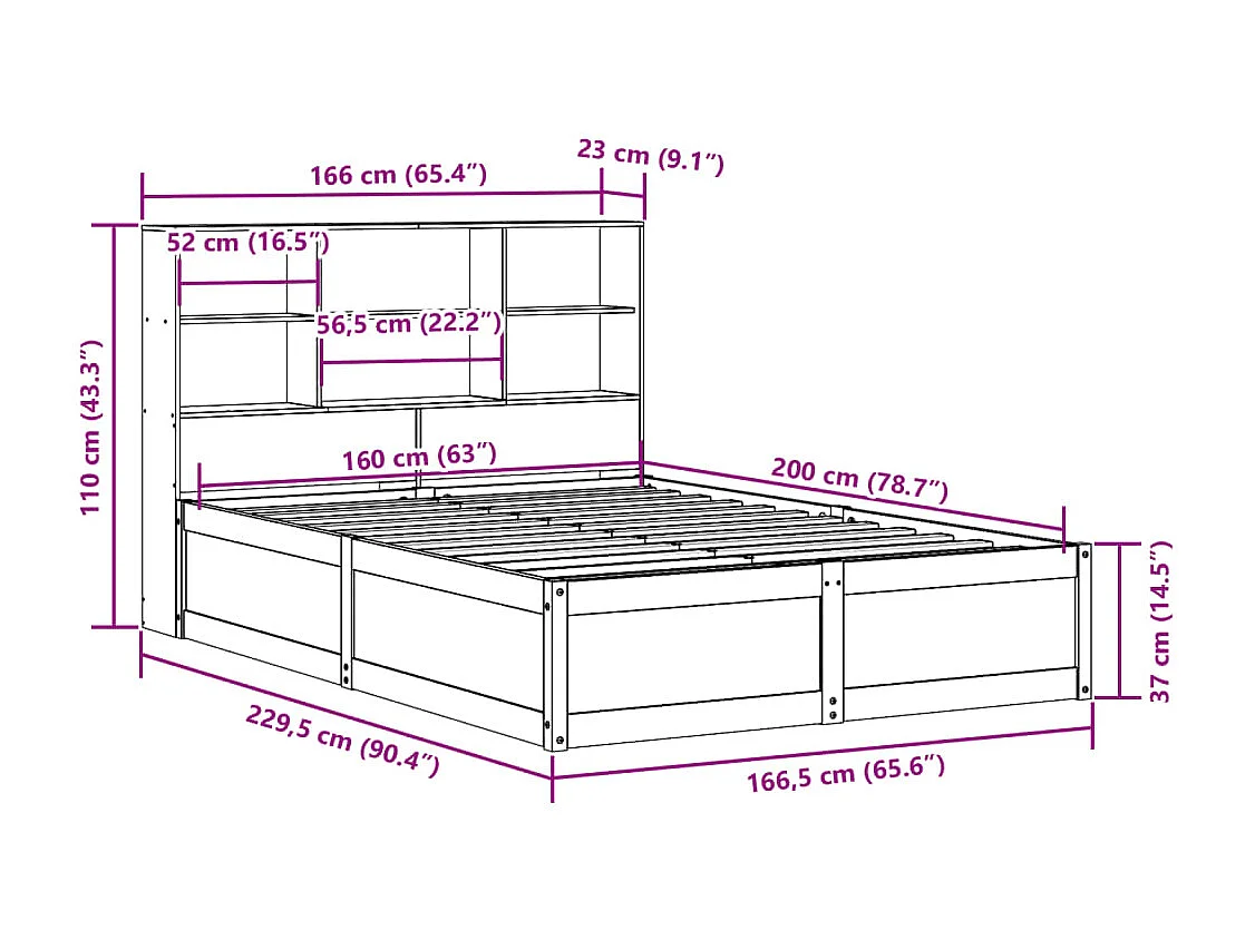 Cadre de lit sans matelas chêne fumé 75x190cm bois d'ingénierie