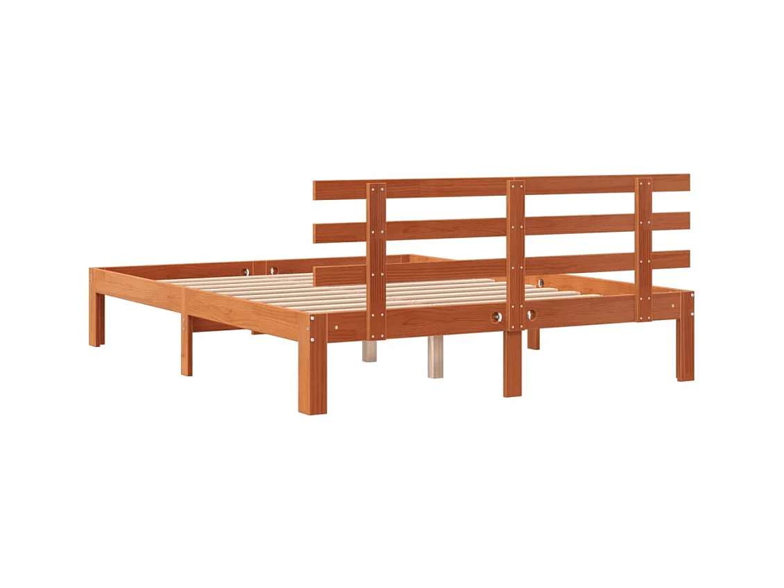 Letto senza Materasso Marrone Cera 120x190 cm in Legno di Pino