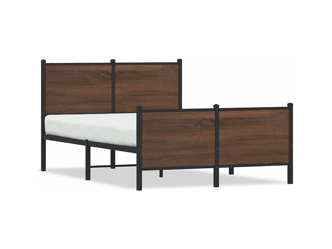 Cadre de lit en métal sans matelas chêne marron 120x190 cm