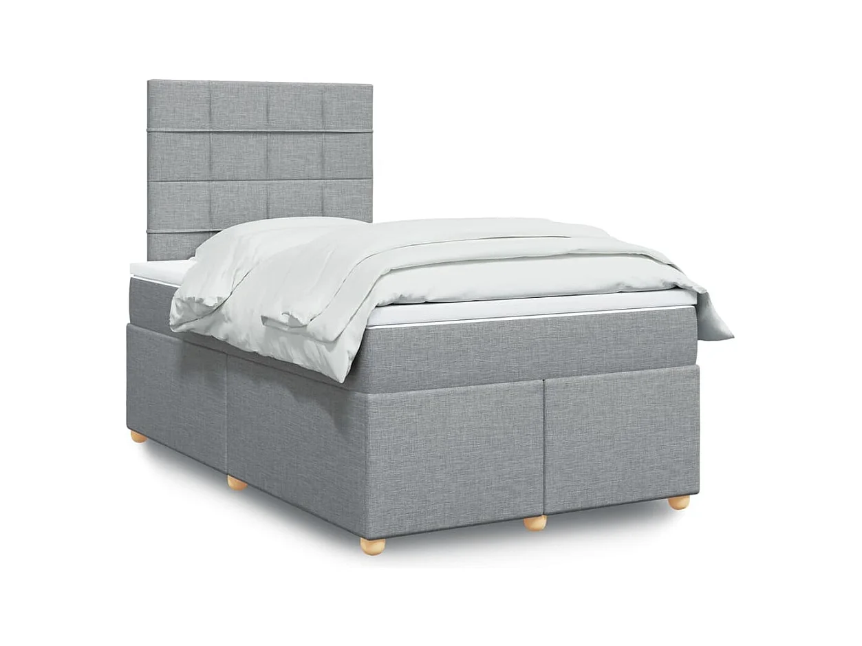 Cama boxspring com colchão 120x190 cm tecido cinzento-claro
