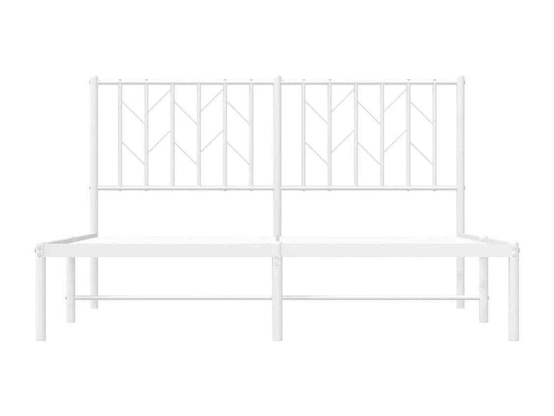 Cadre de lit métal sans matelas et tête de lit blanc 140x190 cm