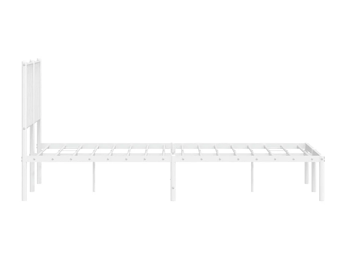 Cadre de lit métal sans matelas et tête de lit blanc 140x190 cm