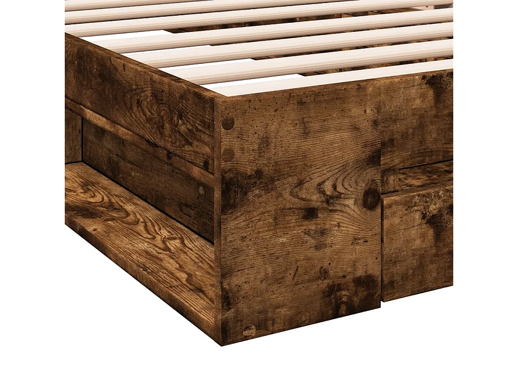 Cadre de lit avec tiroir sans matelas chêne fumé 90x190 cm
