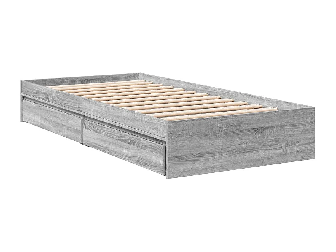 Bedframe met lades bewerkt hout grijs sonoma eiken 100x200 cm