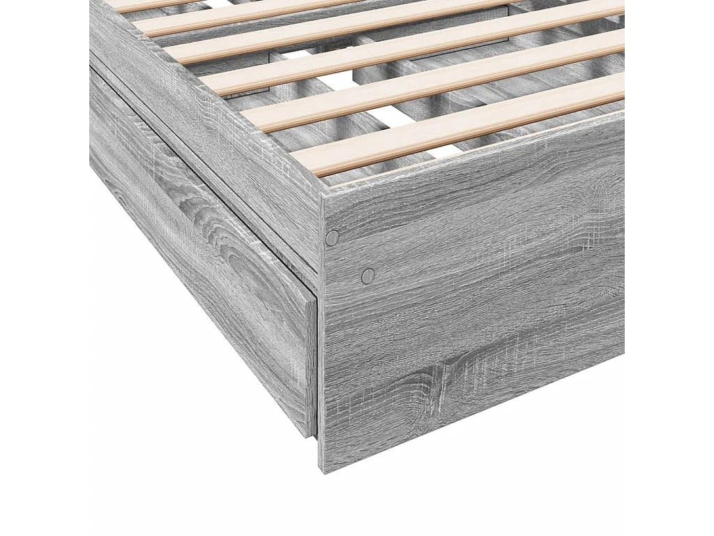 Bedframe met lades bewerkt hout grijs sonoma eiken 100x200 cm