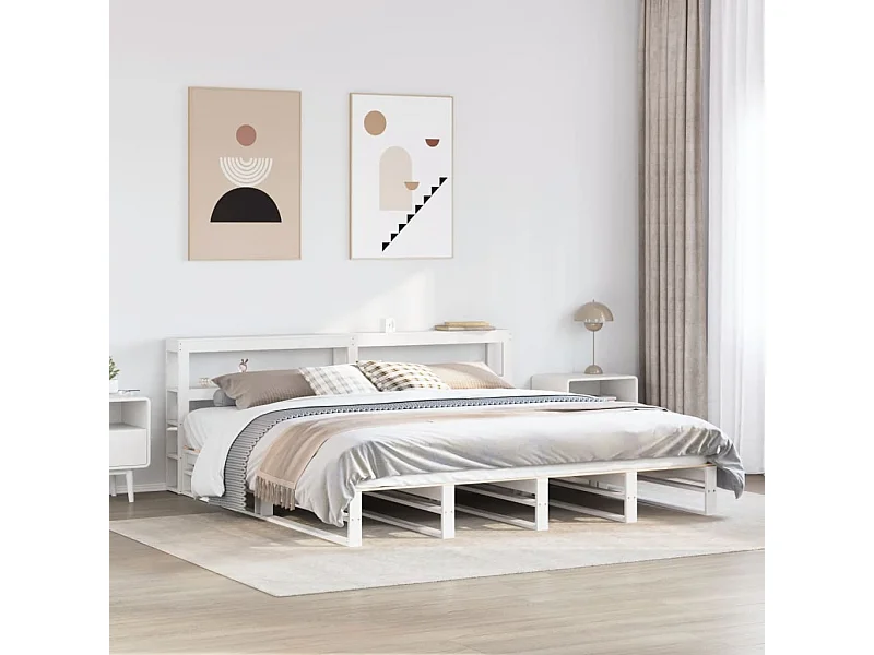 Giroletto con Testiera Bianco 180x200 cm Massello Pino