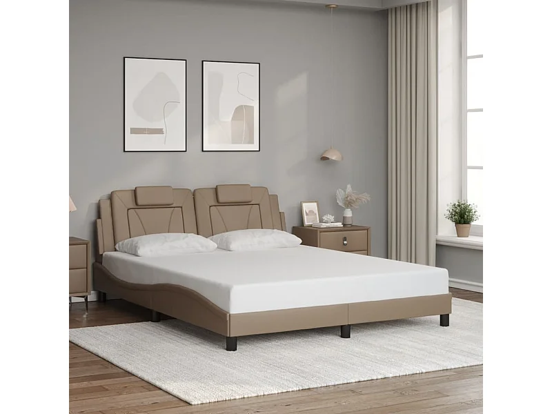 Bettgestell mit Kopfteil Cappuccino-Braun 160x200 cm Kunstleder