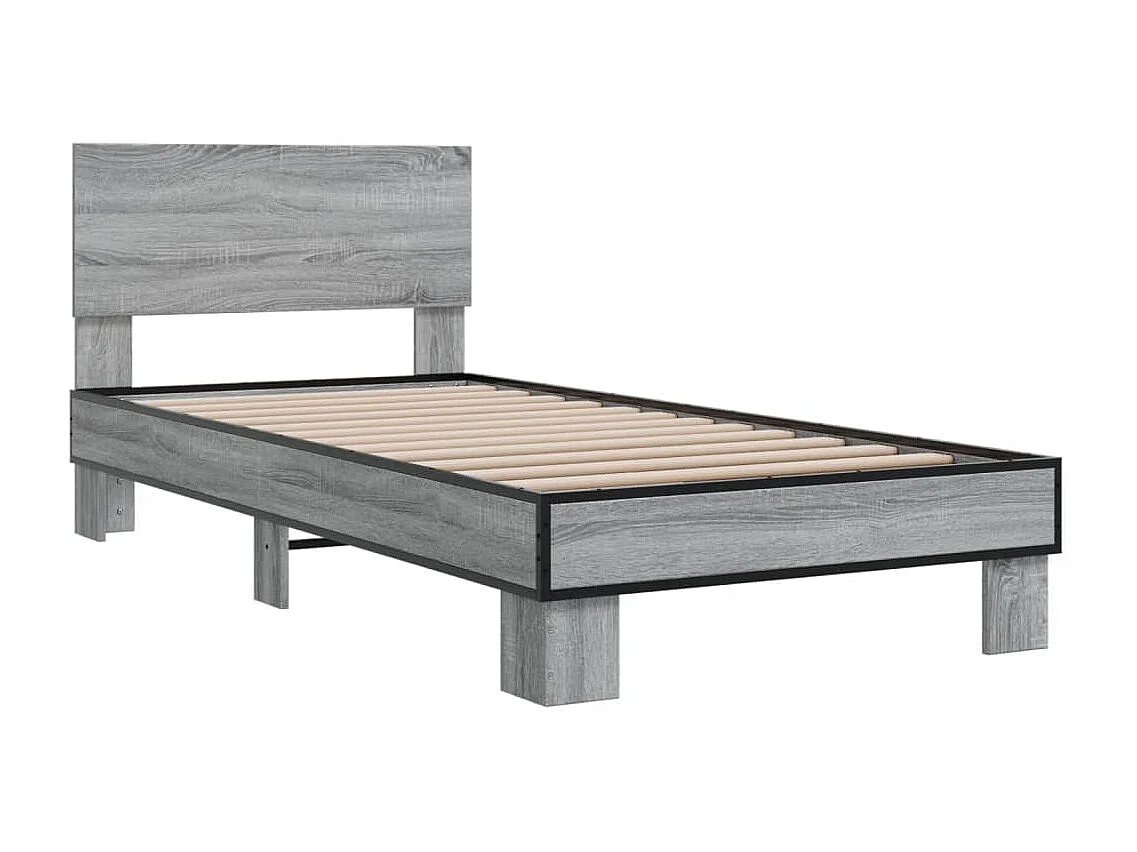 Bettgestell Grau Sonoma 90x200 cm Holzwerkstoff und Metall