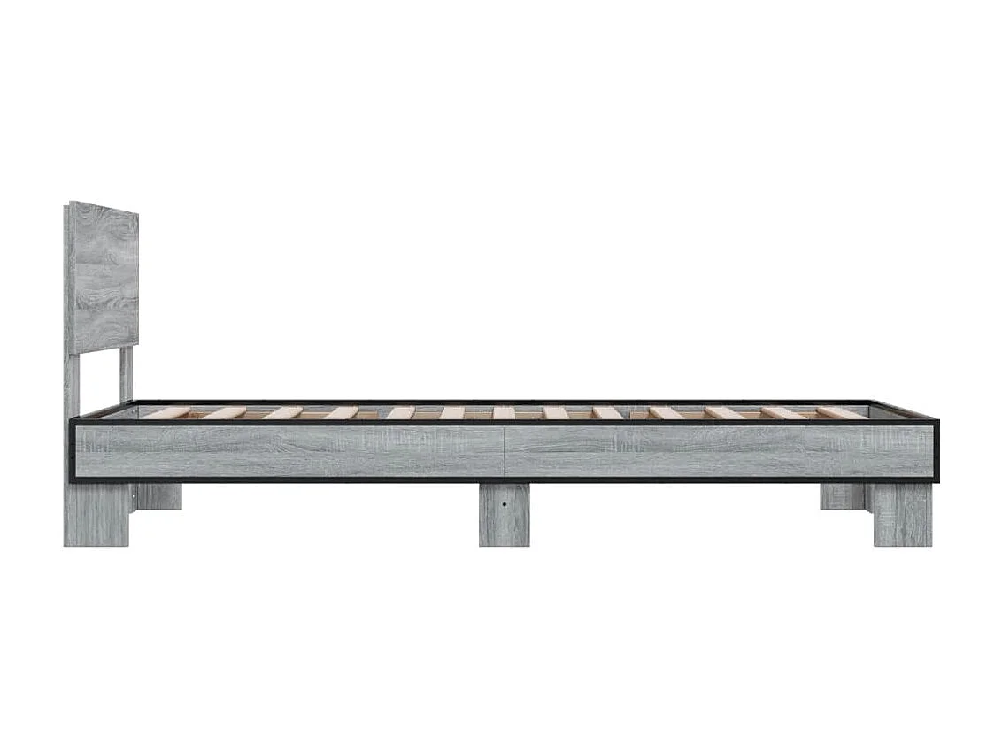 Bettgestell Grau Sonoma 90x200 cm Holzwerkstoff und Metall