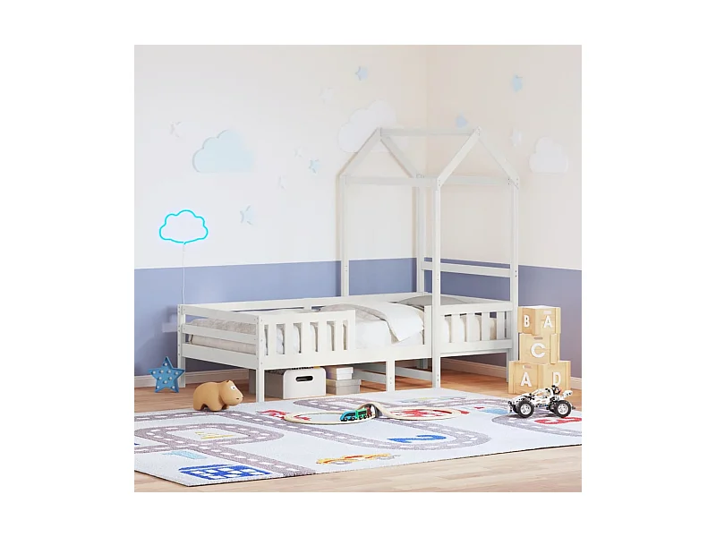 Cadre de lit avec toit sans matelas blanc 80x200 cm