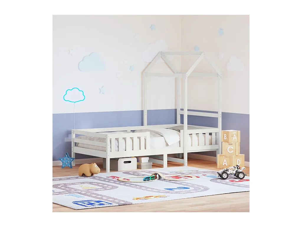 Cadre de lit avec toit sans matelas blanc 80x200 cm